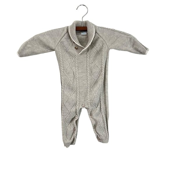 Edgehill Collection Gray Shawl Collar Cable Knit Sweater One Piece Boys Size 6M
